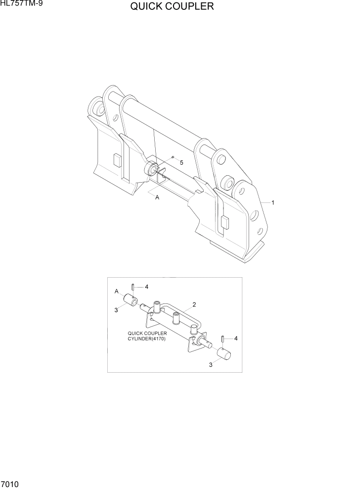 Схема запчастей Hyundai HL757TM-9 - PAGE 7010 QUICK COUPLER РАБОЧЕЕ ОБОРУДОВАНИЕ