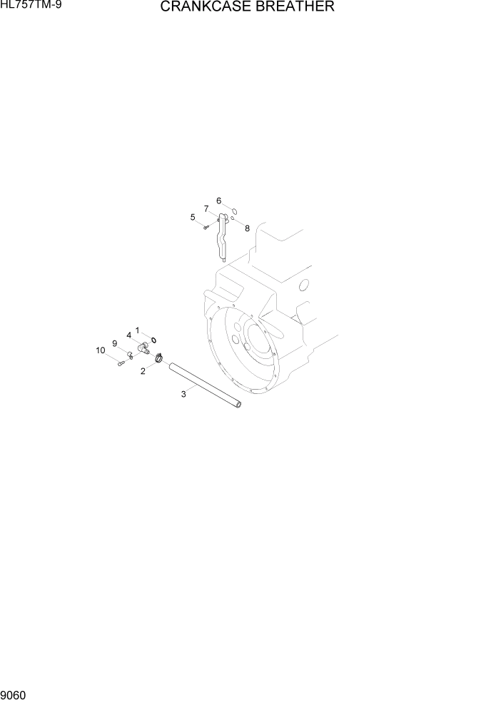 Схема запчастей Hyundai HL757TM-9 - PAGE 9060 CRANKCASE BREATHER ДВИГАТЕЛЬ БАЗА