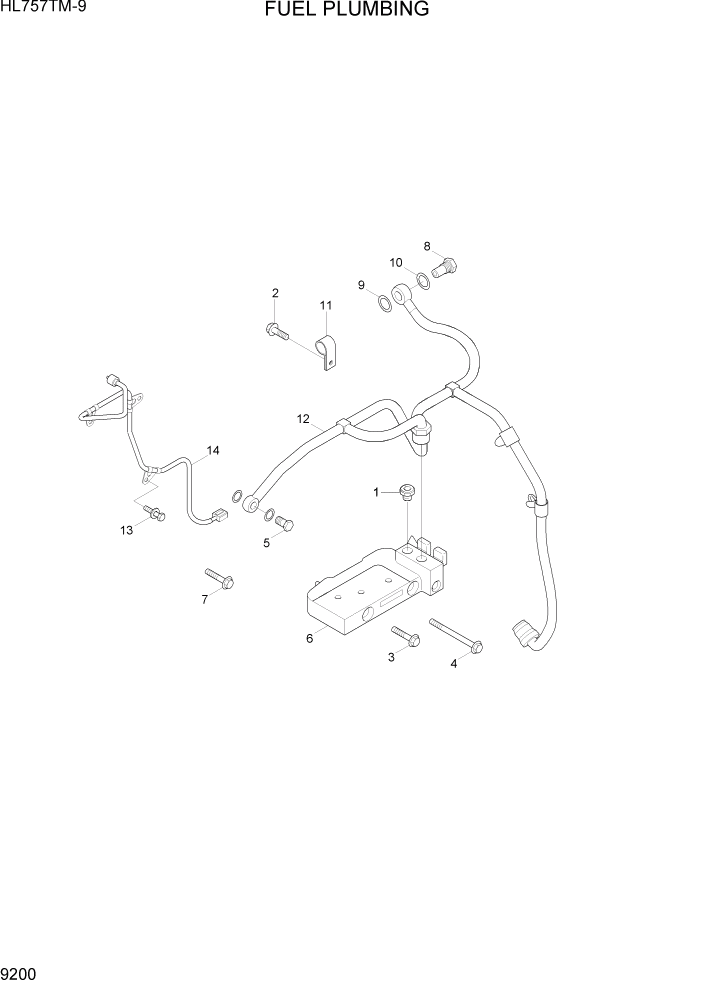 Схема запчастей Hyundai HL757TM-9 - PAGE 9200 FUEL PLUMBING ДВИГАТЕЛЬ БАЗА