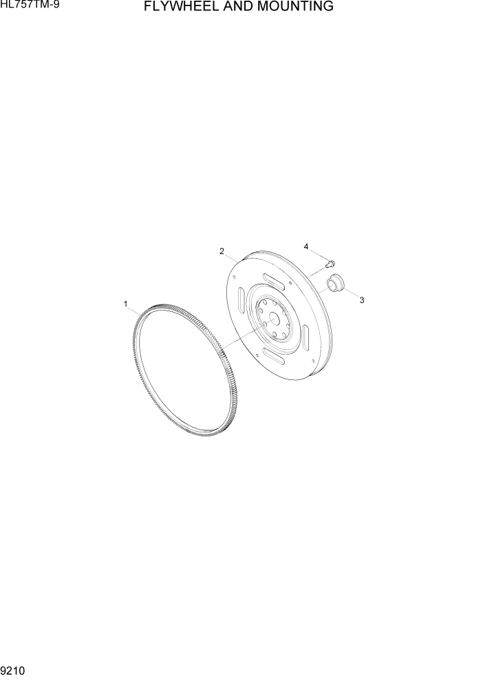 Схема запчастей Hyundai HL757TM-9 - PAGE 9210 FLYWHEEL AND MOUNTING ДВИГАТЕЛЬ БАЗА