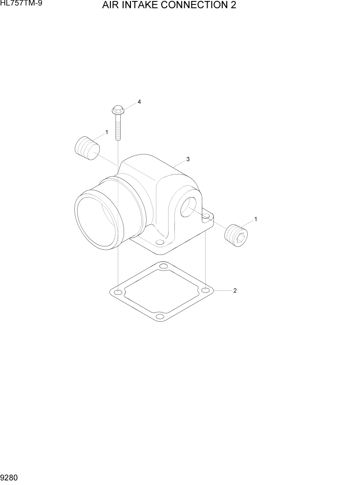 Схема запчастей Hyundai HL757TM-9 - PAGE 9280 AIR INTAKE CONNECTION 2 ДВИГАТЕЛЬ БАЗА