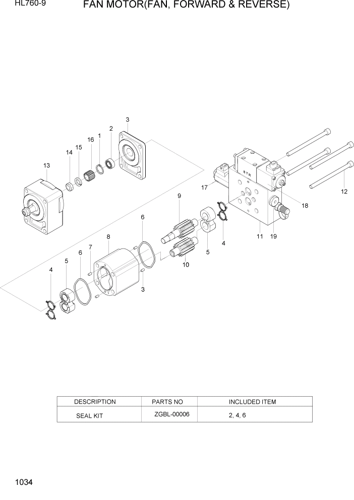 Схема запчастей Hyundai HL760-9 - PAGE 1034 FAN MOTOR(FAN, FORWARD & REVERSE) СИСТЕМА ДВИГАТЕЛЯ