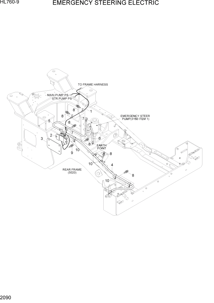 Схема запчастей Hyundai HL760-9 - PAGE 2090 EMERGENCY STEERING ELECTRIC ЭЛЕКТРИЧЕСКАЯ СИСТЕМА