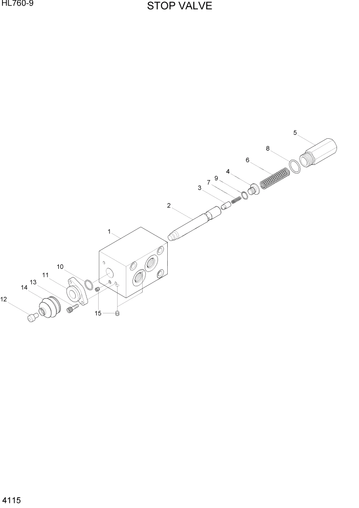 Схема запчастей Hyundai HL760-9 - PAGE 4115 STOP VALVE ГИДРАВЛИЧЕСКИЕ КОМПОНЕНТЫ