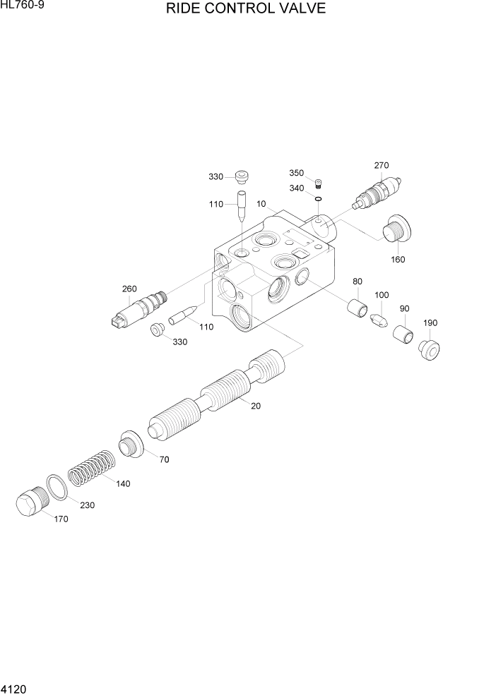 Схема запчастей Hyundai HL760-9 - PAGE 4120 RIDE CONTROL VALVE ГИДРАВЛИЧЕСКИЕ КОМПОНЕНТЫ