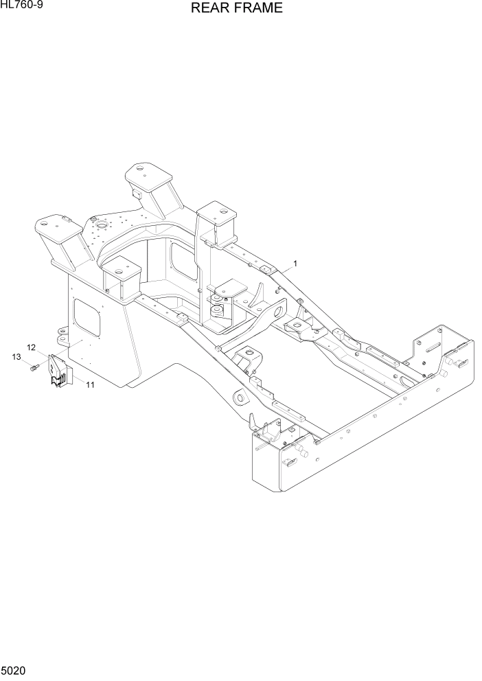 Схема запчастей Hyundai HL760-9 - PAGE 5020 REAR FRAME СТРУКТУРА