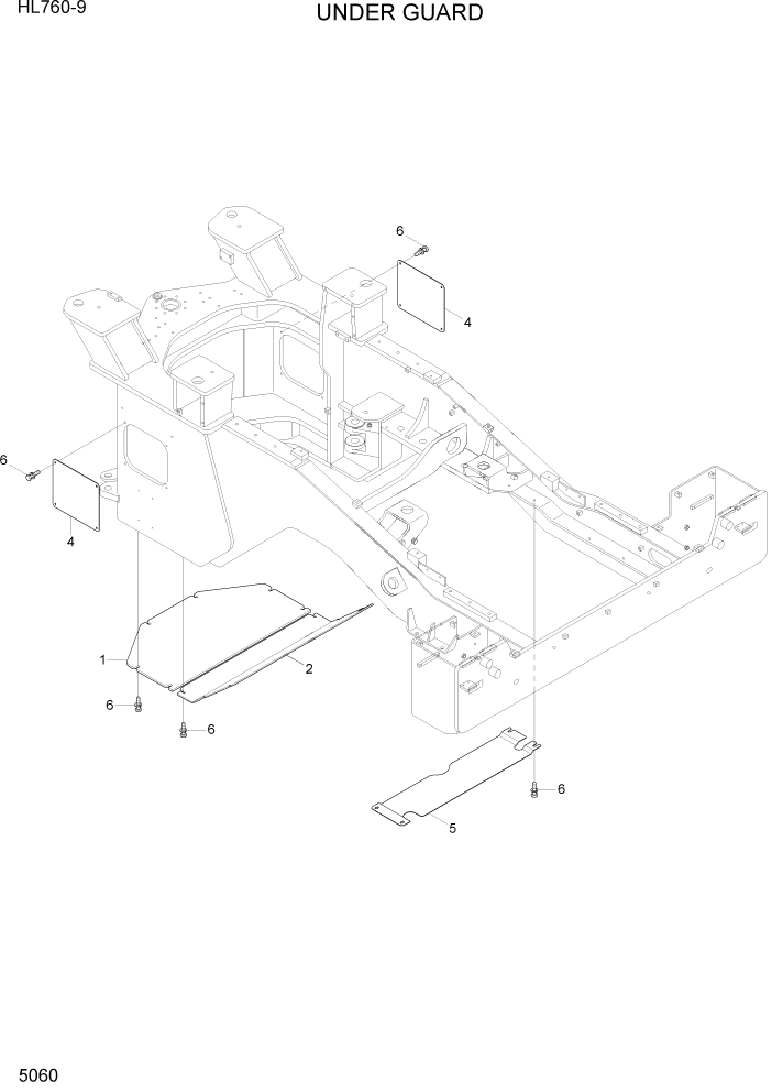 Схема запчастей Hyundai HL760-9 - PAGE 5060 UNDER GUARD СТРУКТУРА