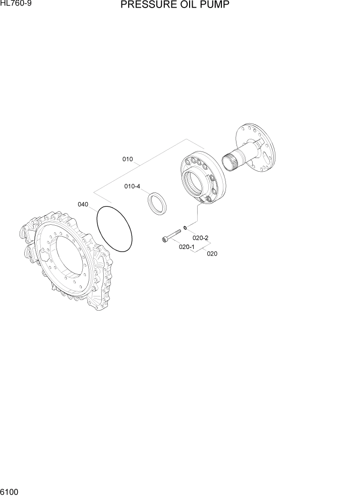 Схема запчастей Hyundai HL760-9 - PAGE 6100 PRESSURE OIL PUMP СИЛОВАЯ СИСТЕМА