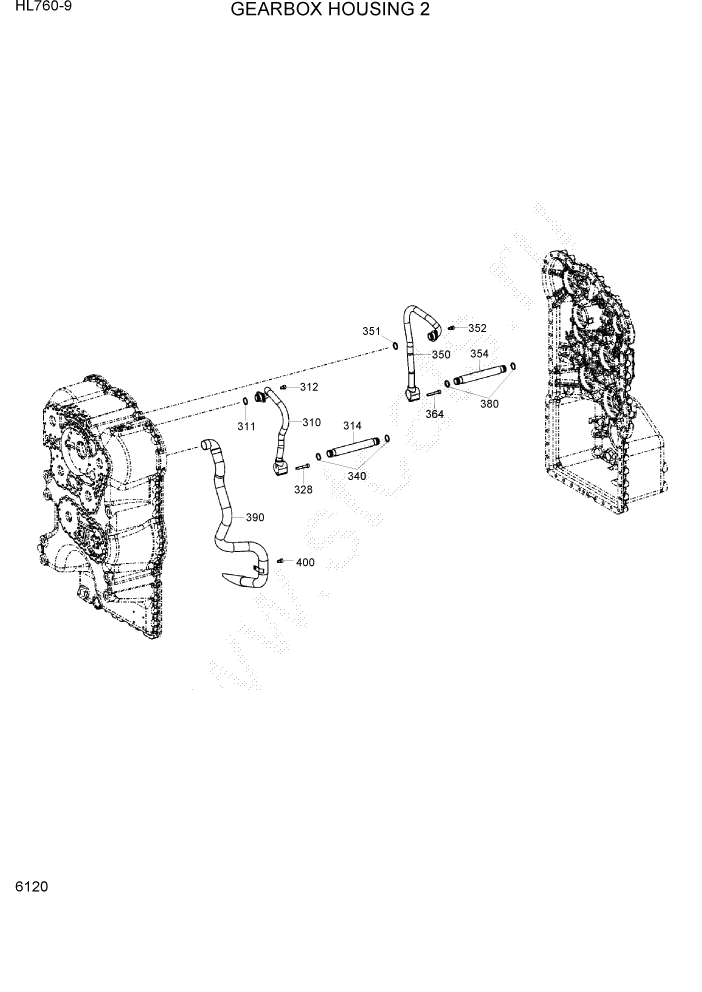 Схема запчастей Hyundai HL760-9 - PAGE 6120 GEARBOX HOUSING 2 СИЛОВАЯ СИСТЕМА