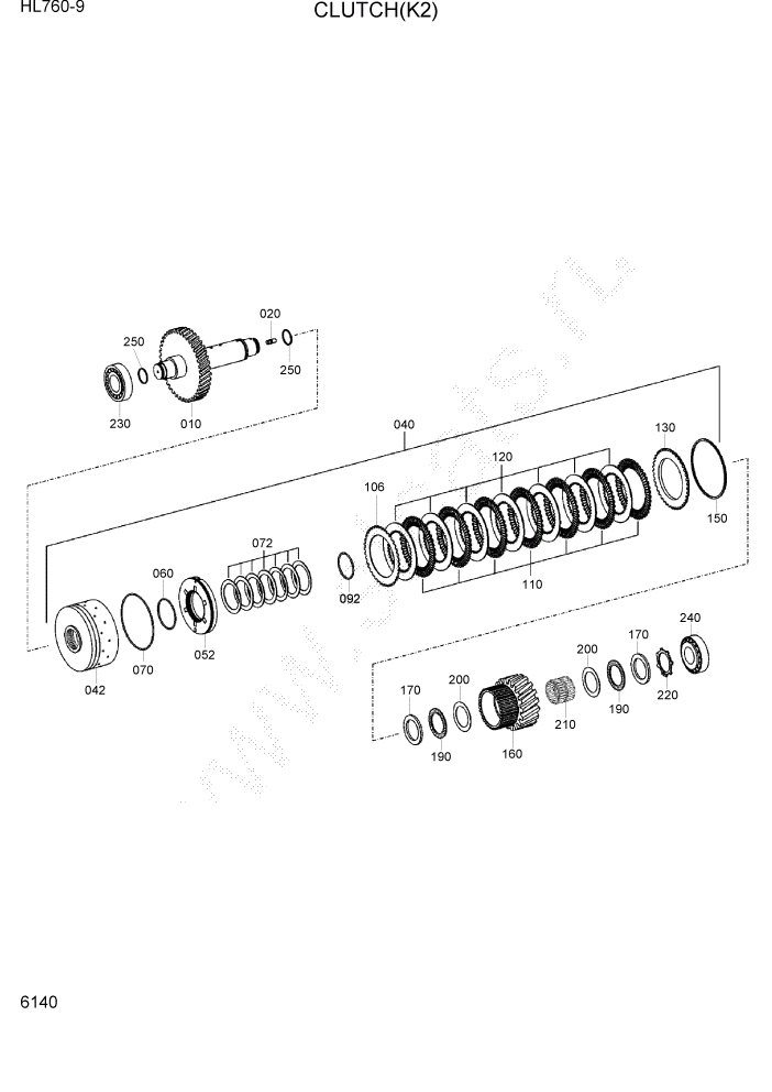 Схема запчастей Hyundai HL760-9 - PAGE 6140 CLUTCH(K2) СИЛОВАЯ СИСТЕМА