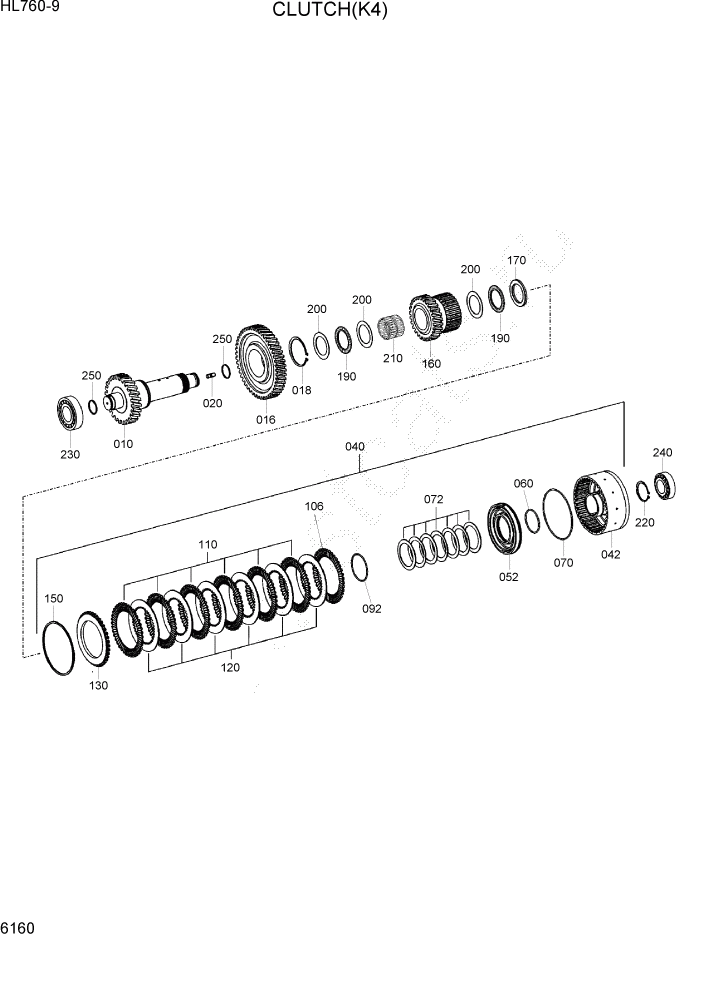 Схема запчастей Hyundai HL760-9 - PAGE 6160 CLUTCH(K4) СИЛОВАЯ СИСТЕМА