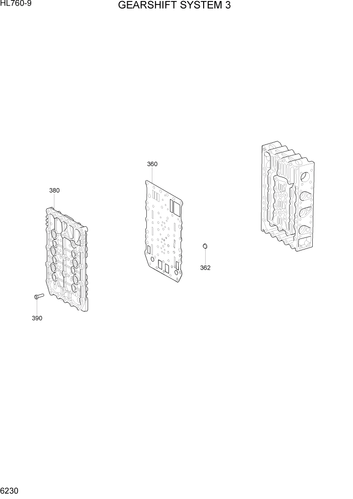 Схема запчастей Hyundai HL760-9 - PAGE 6230 GEARSHIFT SYSTEM 3 СИЛОВАЯ СИСТЕМА