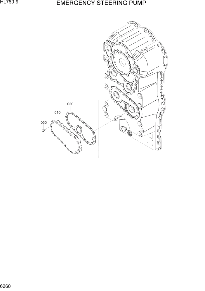 Схема запчастей Hyundai HL760-9 - PAGE 6260 EMERGENCY STEERING PUMP СИЛОВАЯ СИСТЕМА