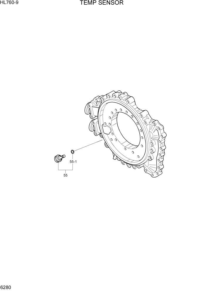 Схема запчастей Hyundai HL760-9 - PAGE 6280 TEMP SENSOR СИЛОВАЯ СИСТЕМА