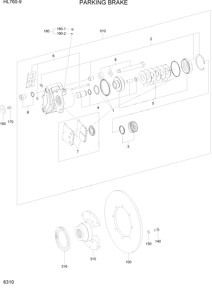 Схема запчастей Hyundai HL760-9 - PAGE 6310 PARKING BRAKE СИЛОВАЯ СИСТЕМА