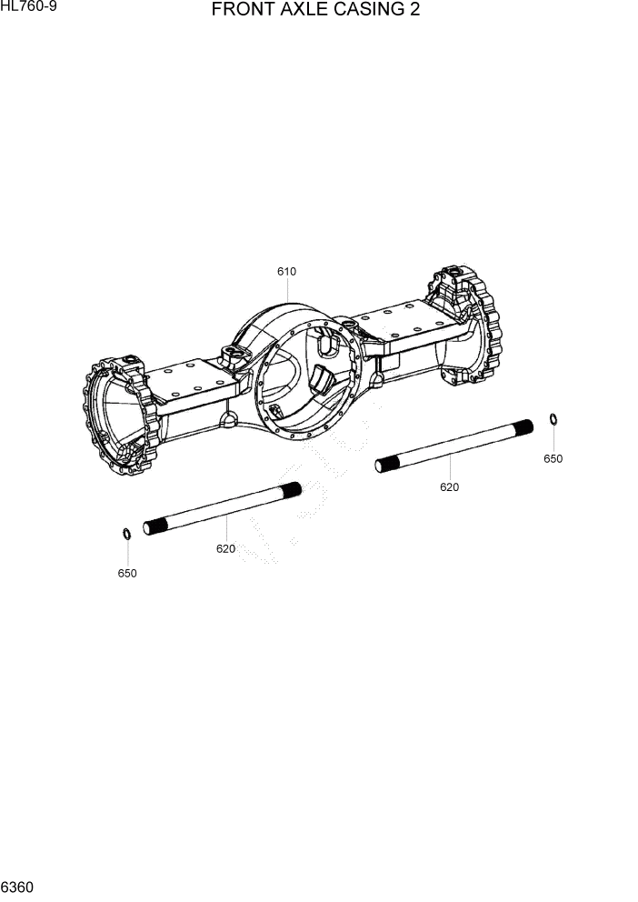 Схема запчастей Hyundai HL760-9 - PAGE 6360 FRONT AXLE CASING 2 СИЛОВАЯ СИСТЕМА