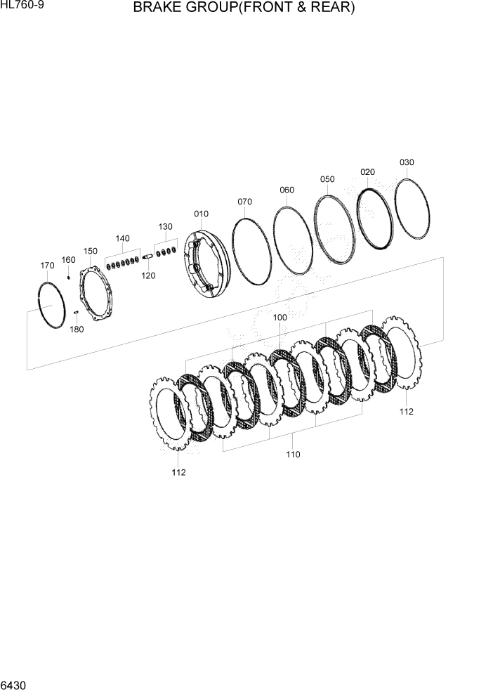 Схема запчастей Hyundai HL760-9 - PAGE 6430 BRAKE GROUP(FRONT & REAR) СИЛОВАЯ СИСТЕМА