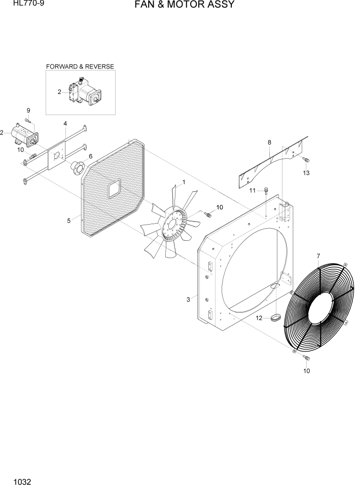 Схема запчастей Hyundai HL770-9 - PAGE 1032 FAN & MOTOR ASSY СИСТЕМА ДВИГАТЕЛЯ