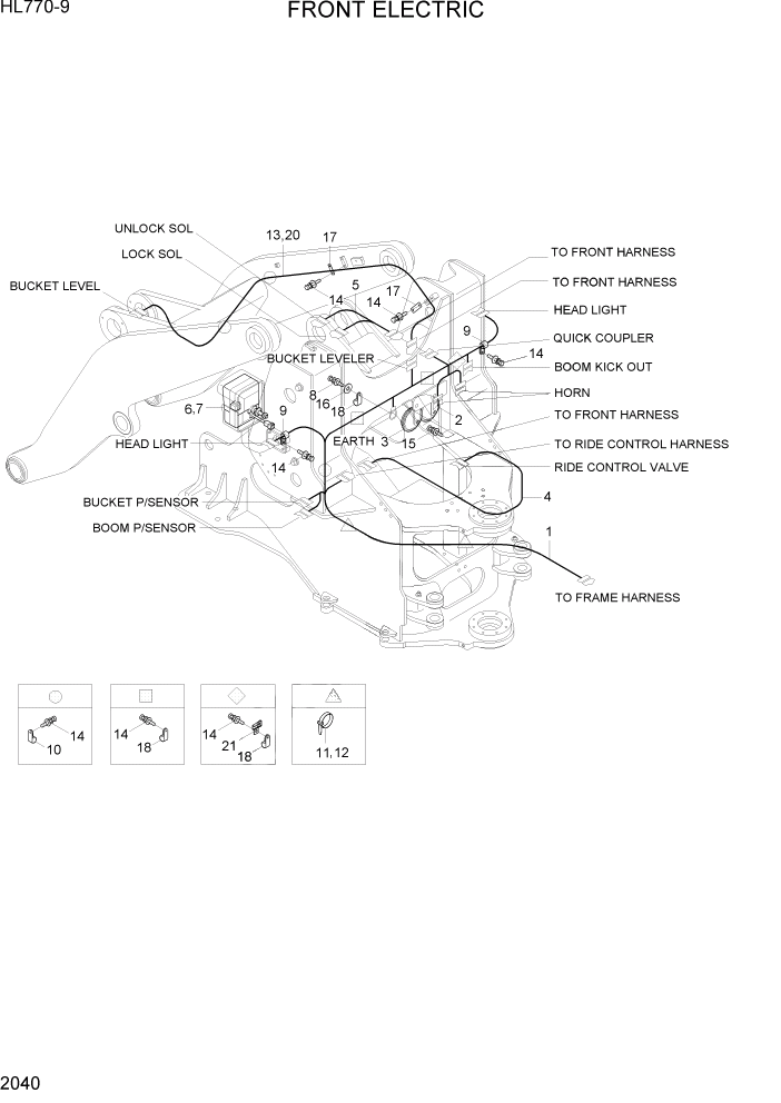 Схема запчастей Hyundai HL770-9 - PAGE 2040 FRONT ELECTRIC ЭЛЕКТРИЧЕСКАЯ СИСТЕМА