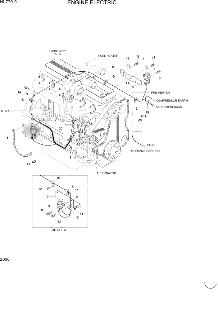 Схема запчастей Hyundai HL770-9 - PAGE 2060 ENGINE ELECTRIC ЭЛЕКТРИЧЕСКАЯ СИСТЕМА