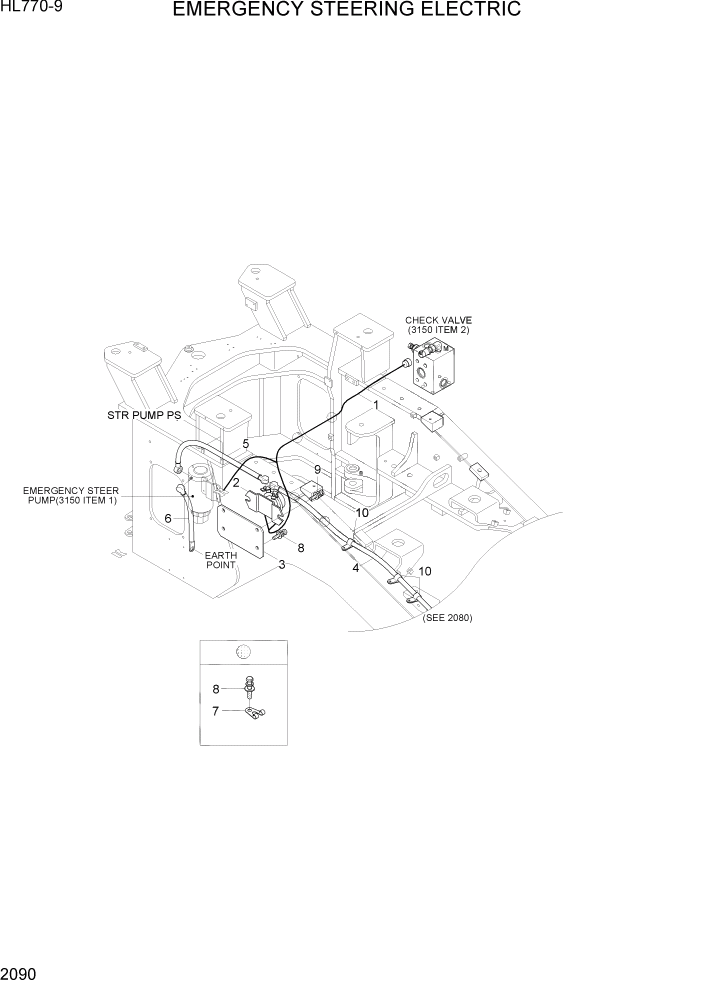 Схема запчастей Hyundai HL770-9 - PAGE 2090 EMERGENCY STEERING ELECTRIC ЭЛЕКТРИЧЕСКАЯ СИСТЕМА