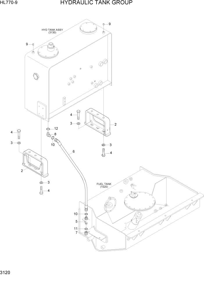 Схема запчастей Hyundai HL770-9 - PAGE 3120 HYDRAULIC TANK GROUP ГИДРАВЛИЧЕСКАЯ СИСТЕМА