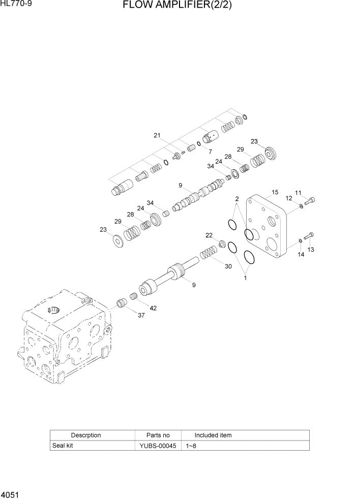 Схема запчастей Hyundai HL770-9 - PAGE 4051 FLOW AMPLIFIER(2/2) ГИДРАВЛИЧЕСКИЕ КОМПОНЕНТЫ