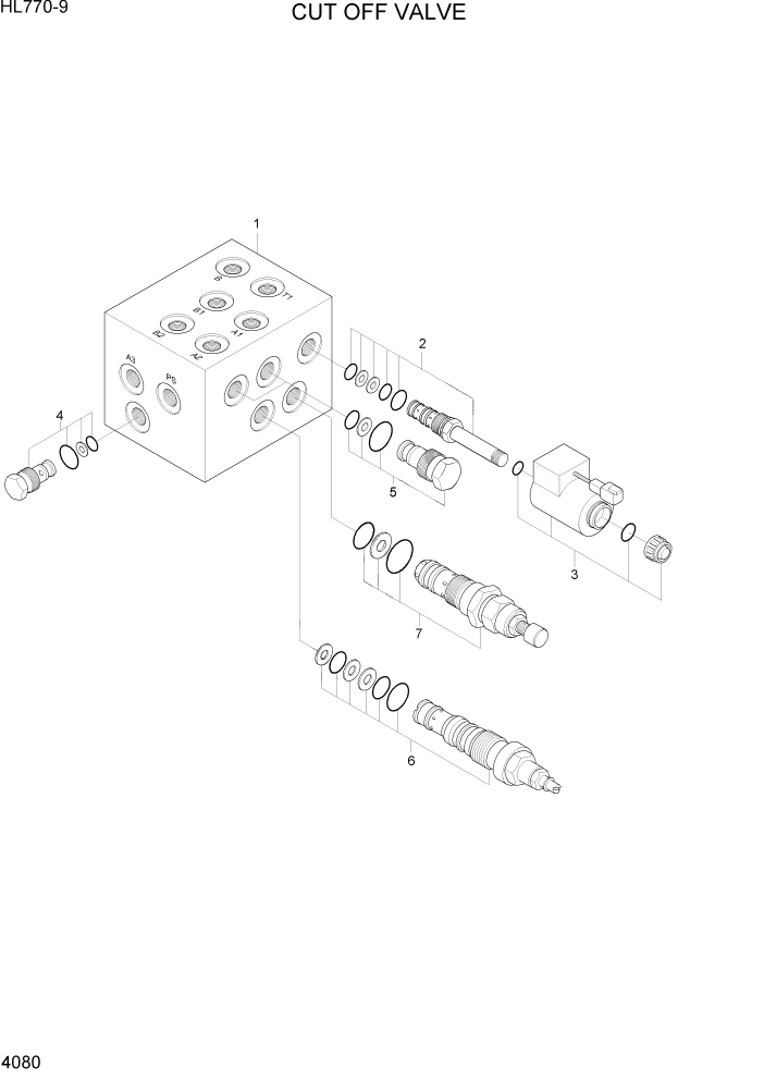 Схема запчастей Hyundai HL770-9 - PAGE 4080 CUT OFF VALVE ГИДРАВЛИЧЕСКИЕ КОМПОНЕНТЫ