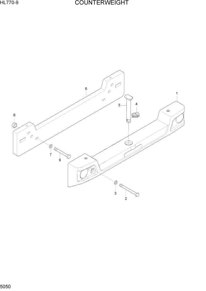 Схема запчастей Hyundai HL770-9 - PAGE 5050 COUNTERWEIGHT СТРУКТУРА