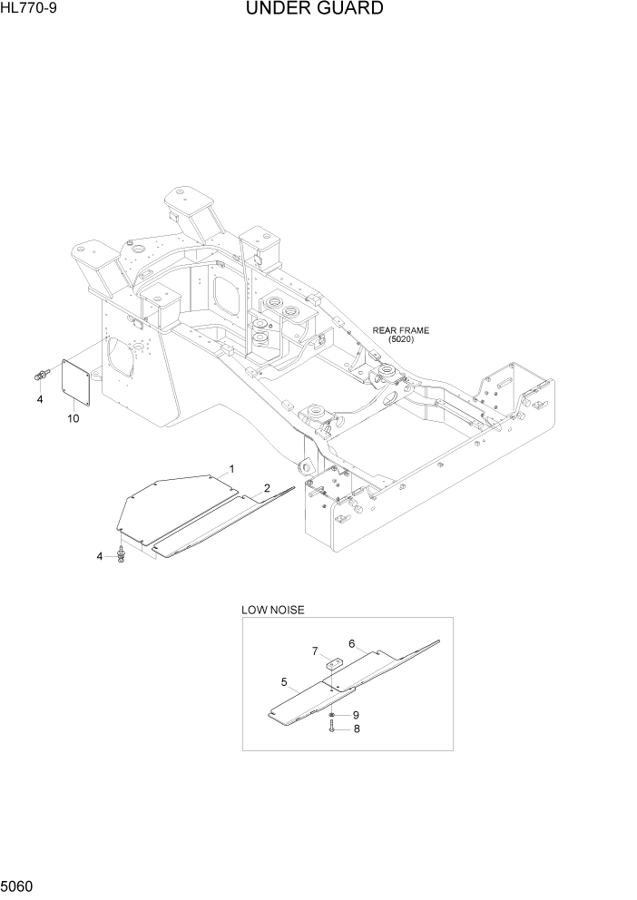 Схема запчастей Hyundai HL770-9 - PAGE 5060 UNDER GUARD СТРУКТУРА