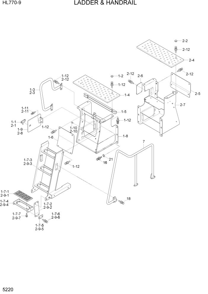 Схема запчастей Hyundai HL770-9 - PAGE 5220 LADDER & HANDRAIL СТРУКТУРА