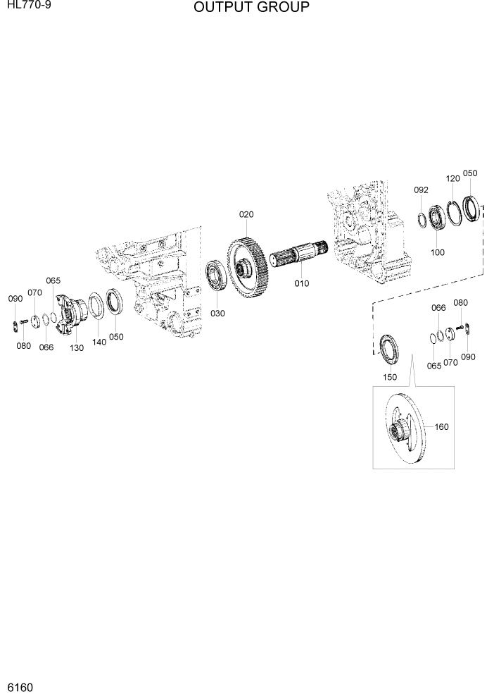 Схема запчастей Hyundai HL770-9 - PAGE 6160 OUTPUT GROUP СИЛОВАЯ СИСТЕМА