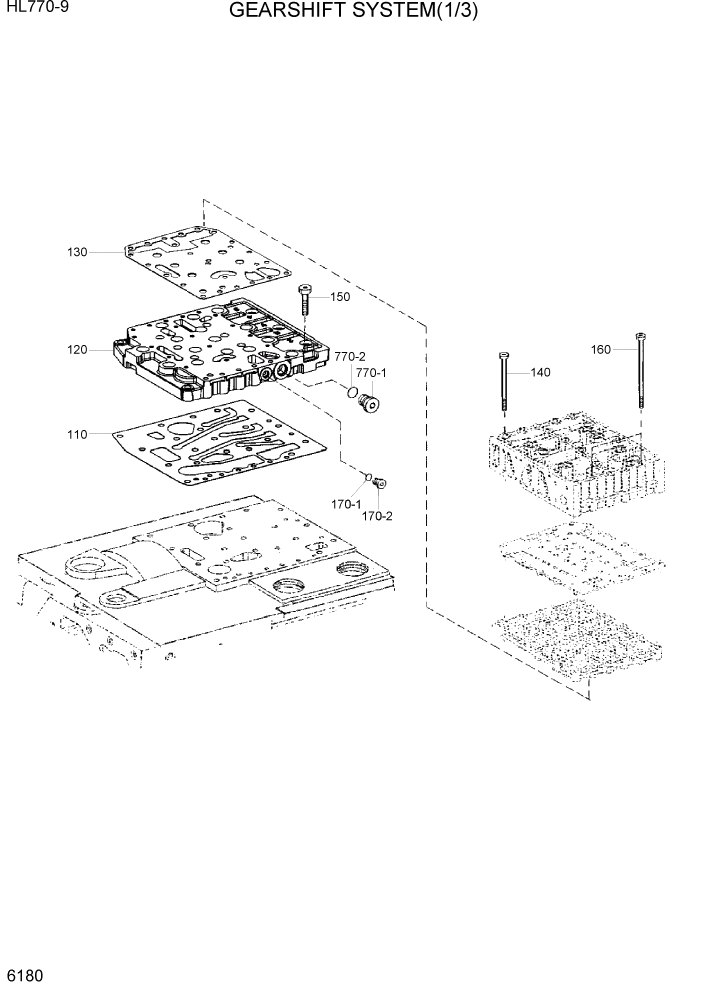 Схема запчастей Hyundai HL770-9 - PAGE 6180 GEARSHIFT SYSTEM(1/3) СИЛОВАЯ СИСТЕМА