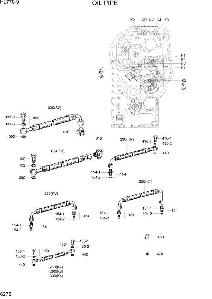 Схема запчастей Hyundai HL770-9 - PAGE 6275 OIL PIPE СИЛОВАЯ СИСТЕМА