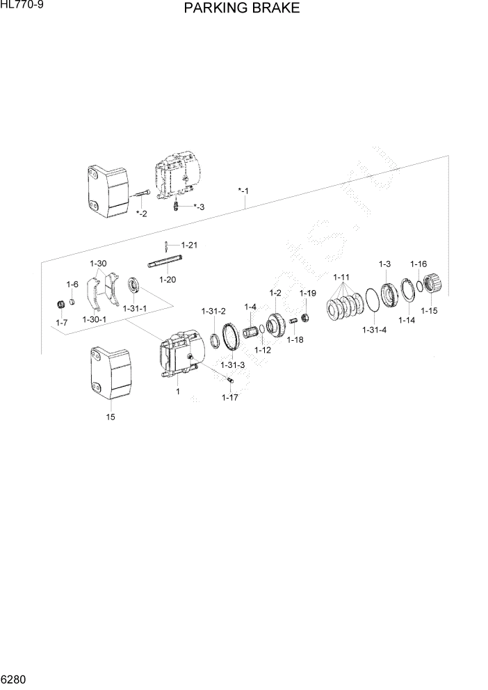 Схема запчастей Hyundai HL770-9 - PAGE 6280 PARKING BRAKE СИЛОВАЯ СИСТЕМА