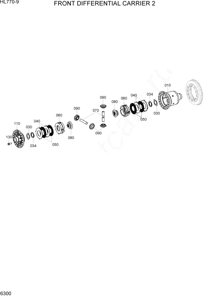 Схема запчастей Hyundai HL770-9 - PAGE 6300 FRONT DIFFERENTIAL CARRIER 2 СИЛОВАЯ СИСТЕМА