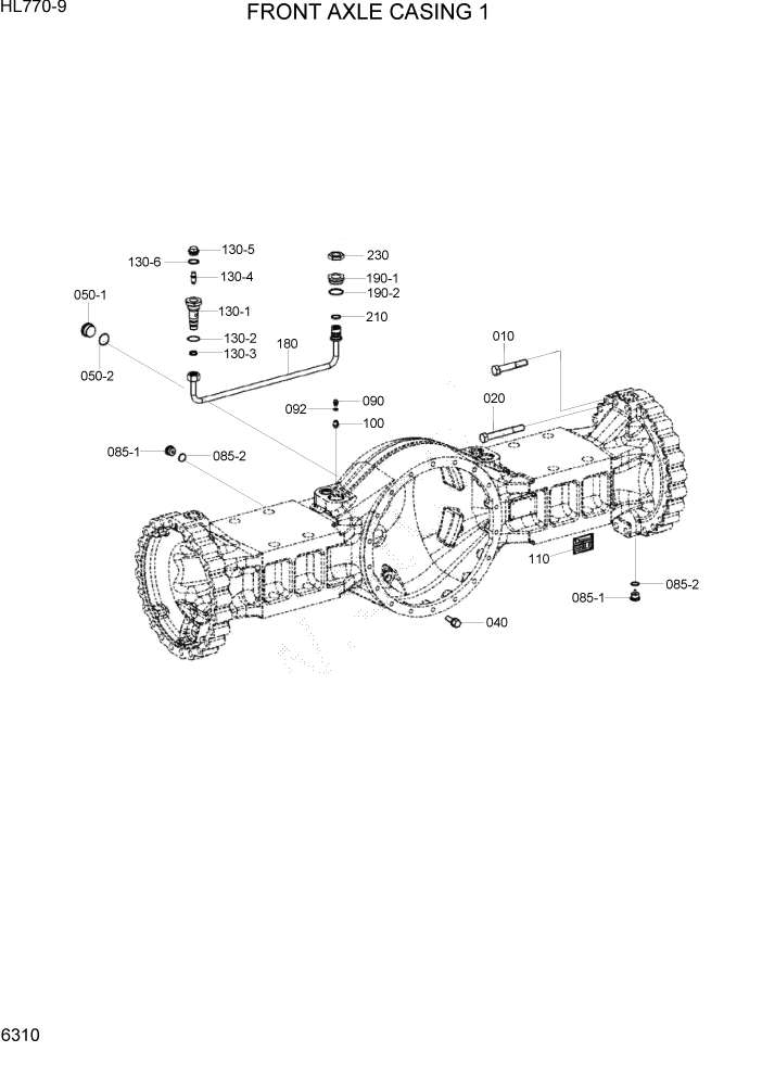 Схема запчастей Hyundai HL770-9 - PAGE 6310 FRONT AXLE CASING 1 СИЛОВАЯ СИСТЕМА