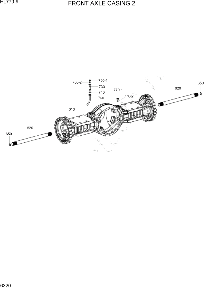 Схема запчастей Hyundai HL770-9 - PAGE 6320 FRONT AXLE CASING 2 СИЛОВАЯ СИСТЕМА