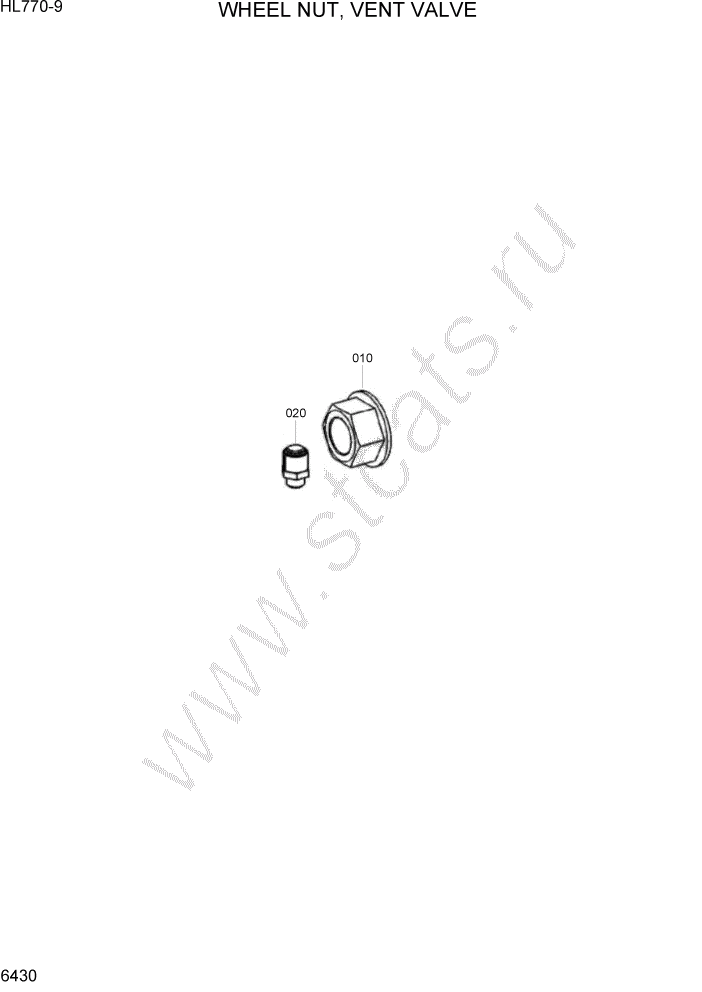 Схема запчастей Hyundai HL770-9 - PAGE 6430 WHEEL NUT, VENT VALVE СИЛОВАЯ СИСТЕМА