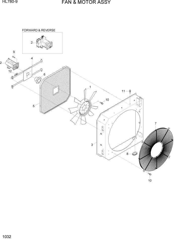 Схема запчастей Hyundai HL780-9 - PAGE 1032 FAN & MOTOR ASSY СИСТЕМА ДВИГАТЕЛЯ