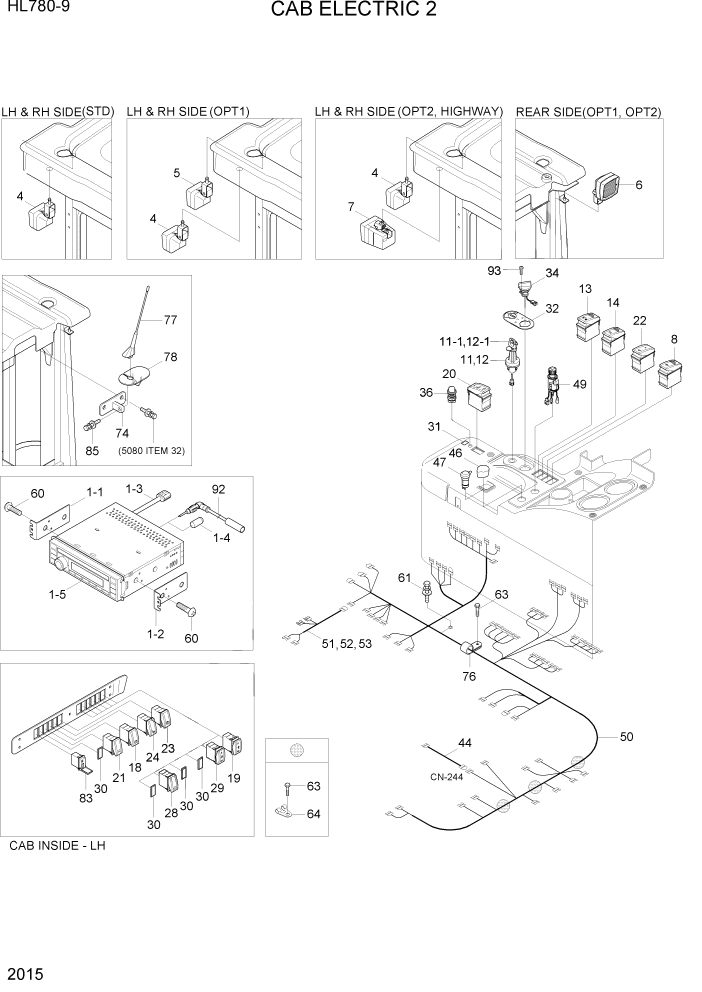 Схема запчастей Hyundai HL780-9 - PAGE 2015 CAB ELECTRIC 2 ЭЛЕКТРИЧЕСКАЯ СИСТЕМА