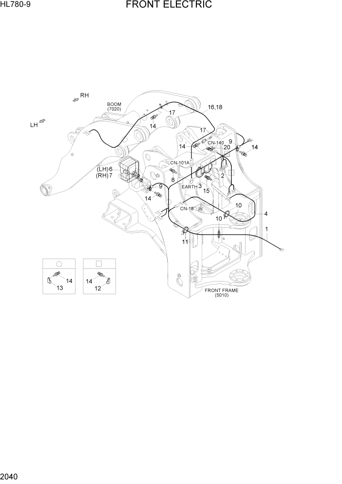 Схема запчастей Hyundai HL780-9 - PAGE 2040 FRONT ELECTRIC ЭЛЕКТРИЧЕСКАЯ СИСТЕМА