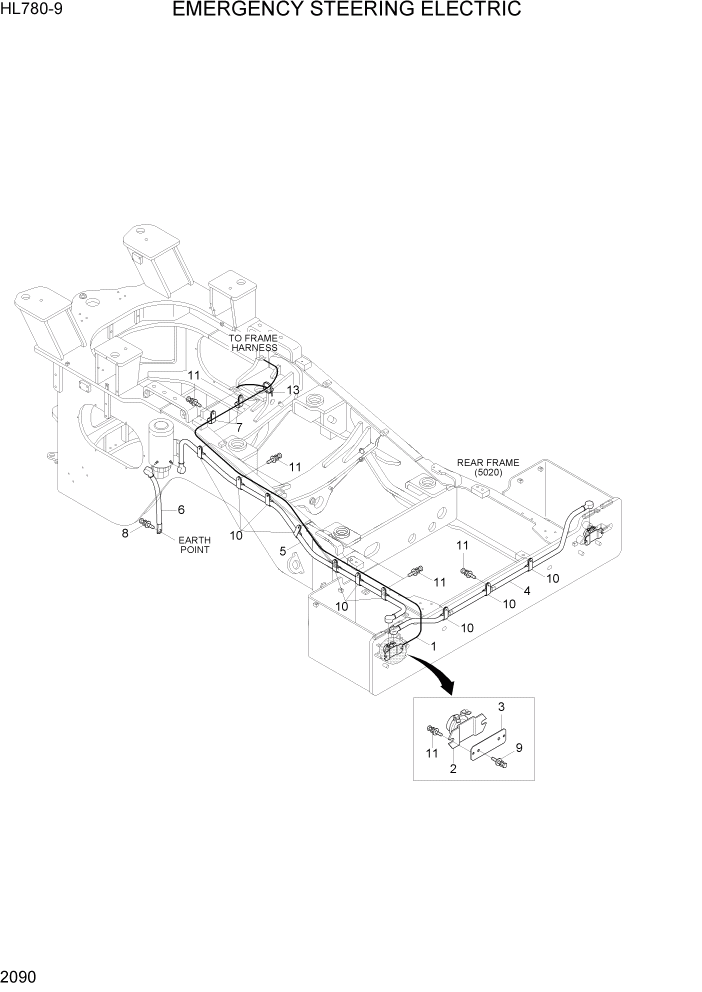 Схема запчастей Hyundai HL780-9 - PAGE 2090 EMERGENCY STEERING ELECTRIC ЭЛЕКТРИЧЕСКАЯ СИСТЕМА