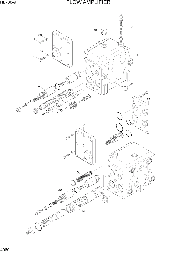 Схема запчастей Hyundai HL780-9 - PAGE 4060 FLOW AMPLIFIER ГИДРАВЛИЧЕСКИЕ КОМПОНЕНТЫ