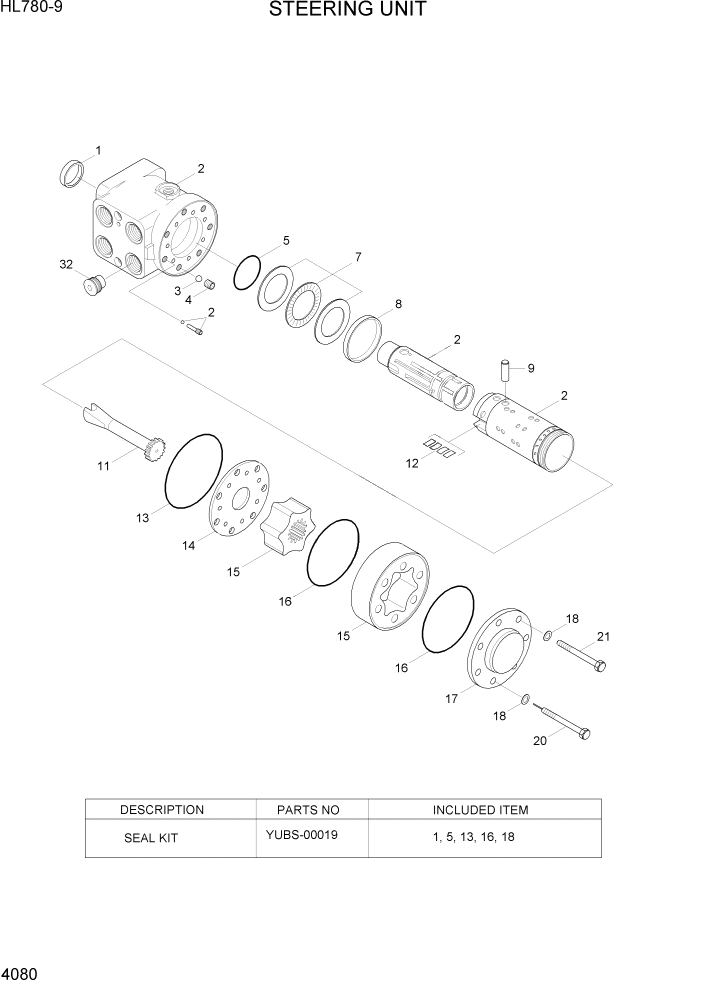 Схема запчастей Hyundai HL780-9 - PAGE 4080 STEERING UNIT ГИДРАВЛИЧЕСКИЕ КОМПОНЕНТЫ