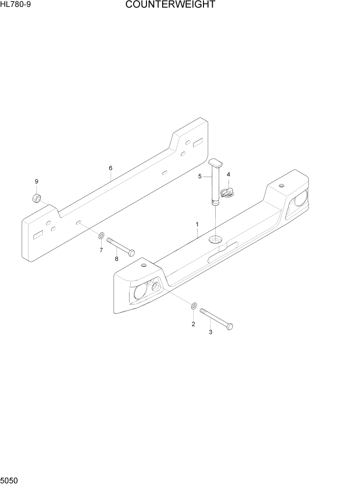 Схема запчастей Hyundai HL780-9 - PAGE 5050 COUNTERWEIGHT СТРУКТУРА