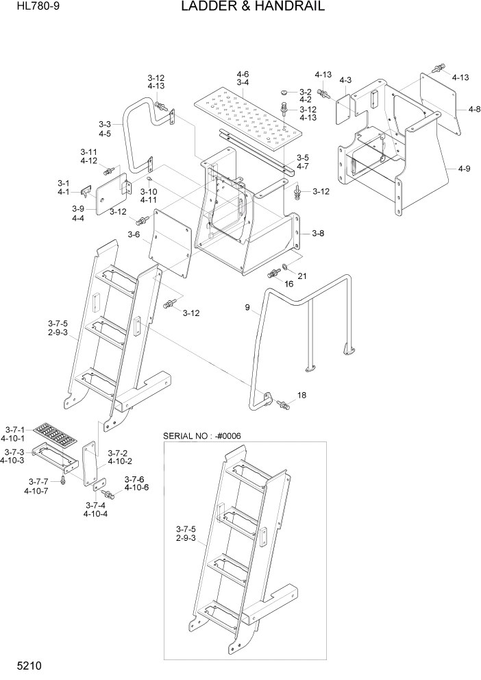 Схема запчастей Hyundai HL780-9 - PAGE 5210 LADDER & HANDRAIL СТРУКТУРА