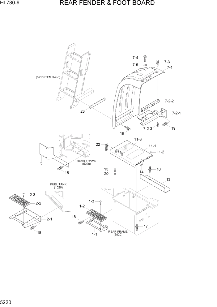 Схема запчастей Hyundai HL780-9 - PAGE 5220 REAR FENDER & FOOT BOARD СТРУКТУРА