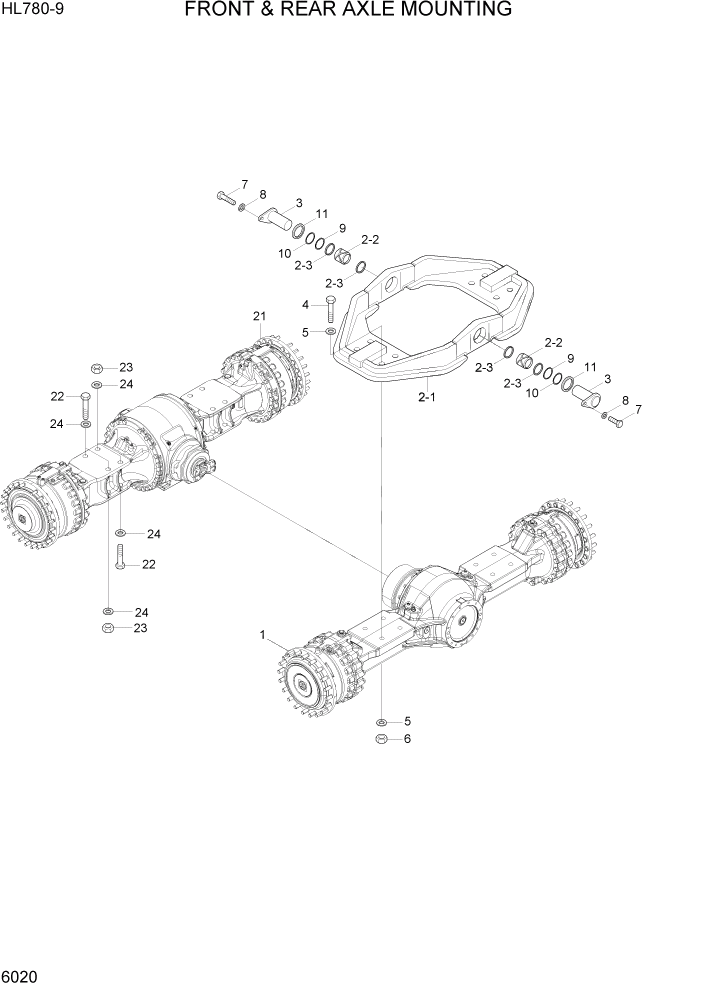 Схема запчастей Hyundai HL780-9 - PAGE 6020 FRONT & REAR AXLE MOUNTING СИЛОВАЯ СИСТЕМА