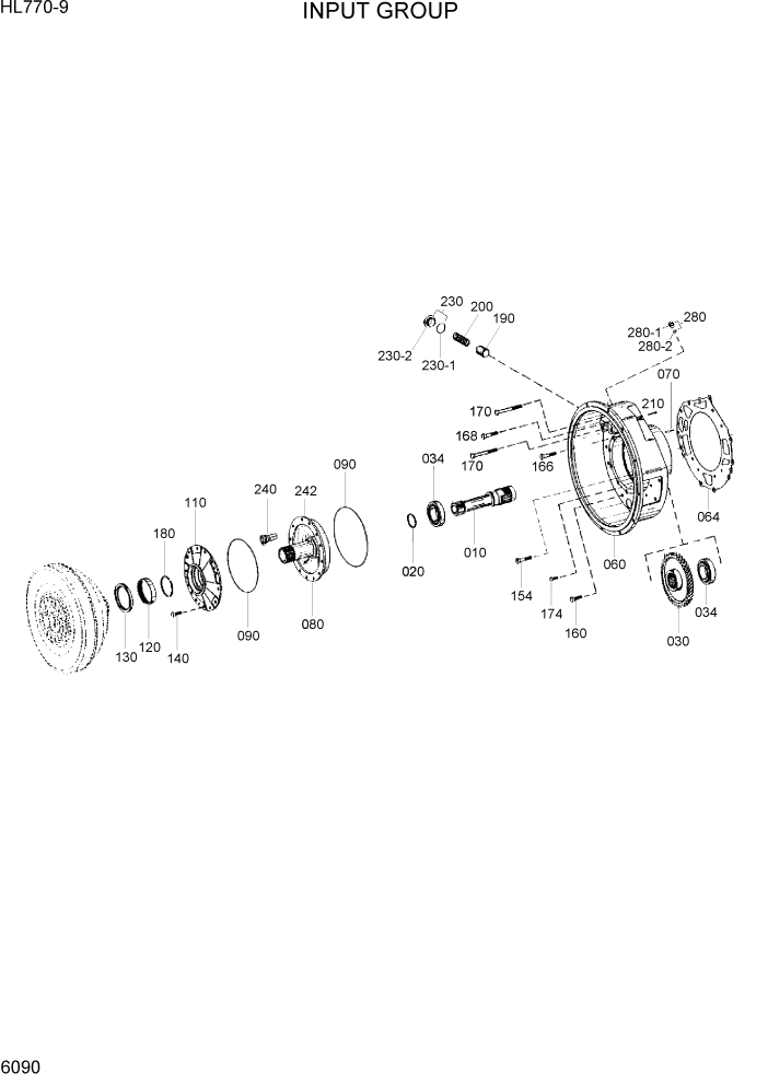 Схема запчастей Hyundai HL780-9 - PAGE 6090 AXLE HOUSING GROUP СИЛОВАЯ СИСТЕМА